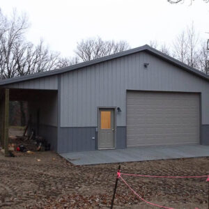 grey garage with side covering